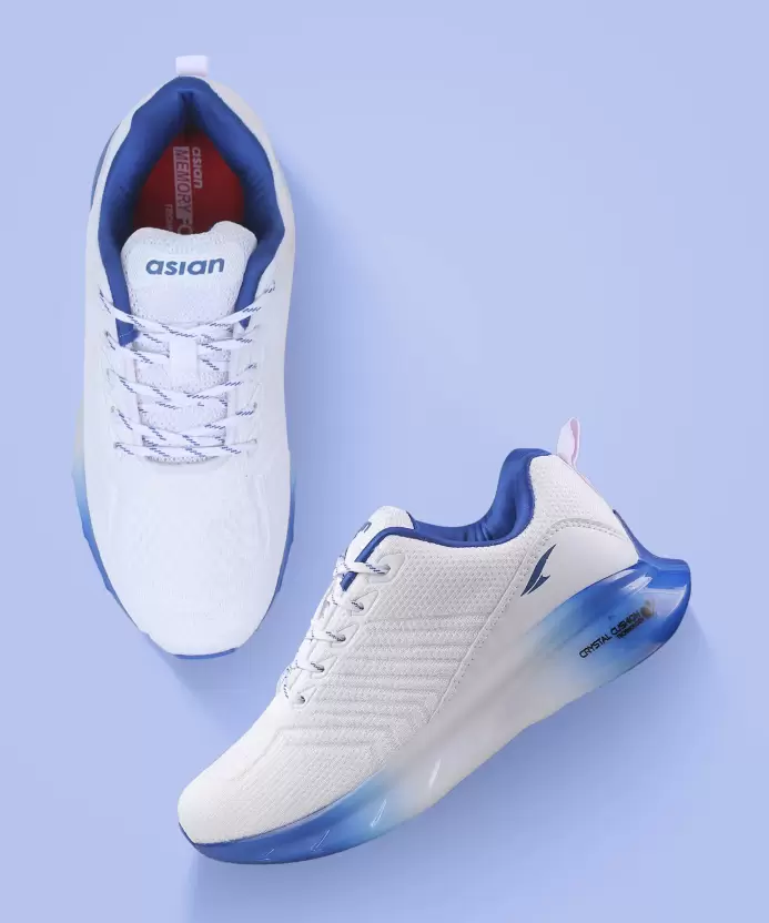 asian Crystal-13 Blue Sports Transparent Sole Technology For Men  (White, Blue)